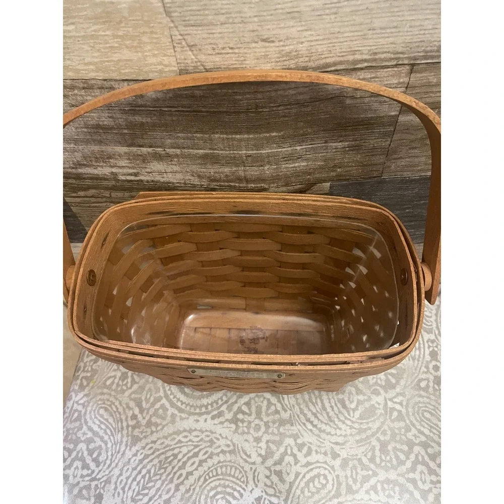 Vintage Longaberger 1992 Dresden Basket Collectible Woven Wood Handle Organizer